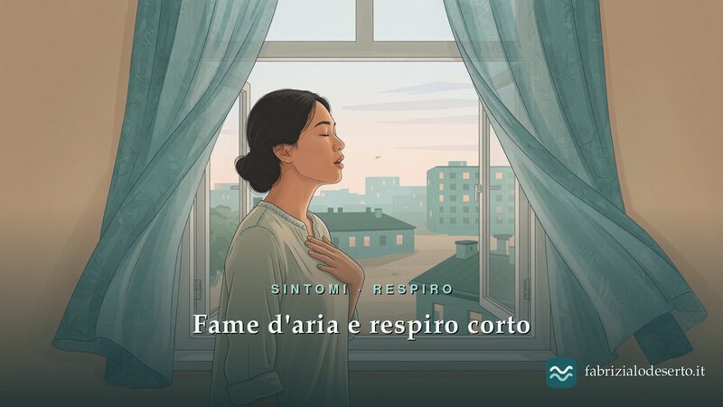 Ragazza vicino alla finestra aperta che cerca di respirare: fame d'aria da ansia
