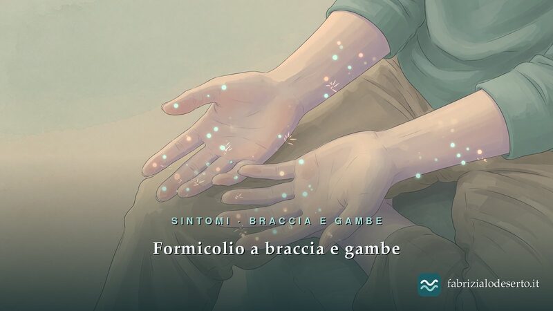 Mani aperte con piccole scintille luminose che rappresentano il formicolio a braccia e gambe da ansia